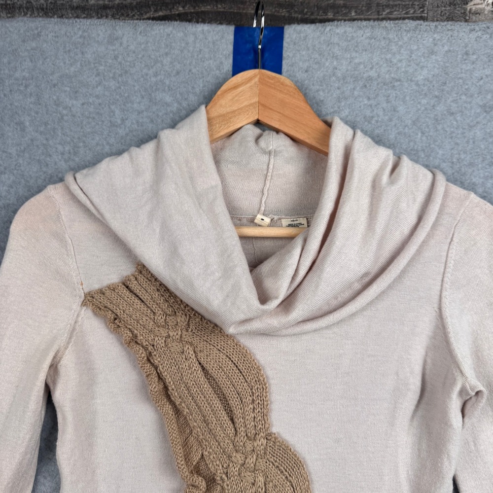 Moth Anthropologie Sweater Womens XS Beige Cowl Neck Peplum Cashmere Blend Knit - Picture 4 of 10